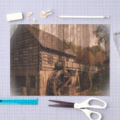 Papier Mousseline Barn Wood farmhouse mill water wheel (Artisanat)