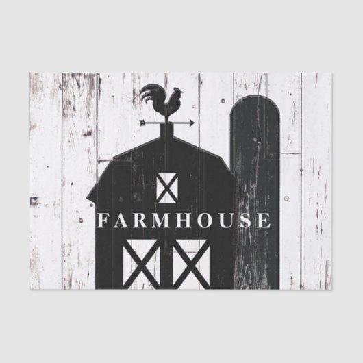 Papier Mousseline Barne noire Blanc Bois rustique Mariage de ferme (Recto)