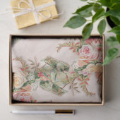 Papier Mousseline Baroque Élégant Rose Floral Fardécoupage Doré (Cadeau)