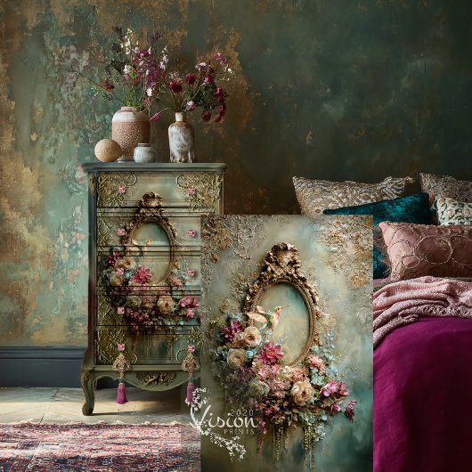 Papier Mousseline Baroque Ethereal Hummingbird Oval Frame & Floral