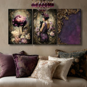 Papier Mousseline Baroque Gold Frame On Purple Damask