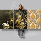 Papier Mousseline Baroque Gold Grey Damask Repeat Pattern Design