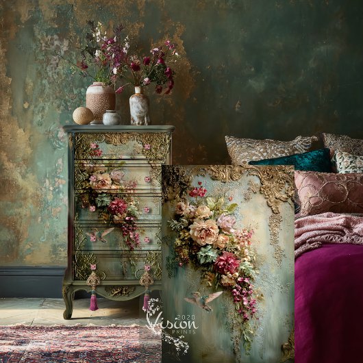 Papier Mousseline Baroque, Hummingbird & Ethereal Floral 