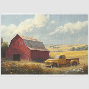 Papier Mousseline Barre rouge Antique Camion Jaune Découpage