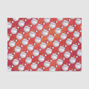 Papier Mousseline Baseball avec Santa Hat sur Rouge