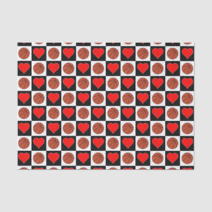 Papier Mousseline Basketballs & Coeurs Motif Fun Party