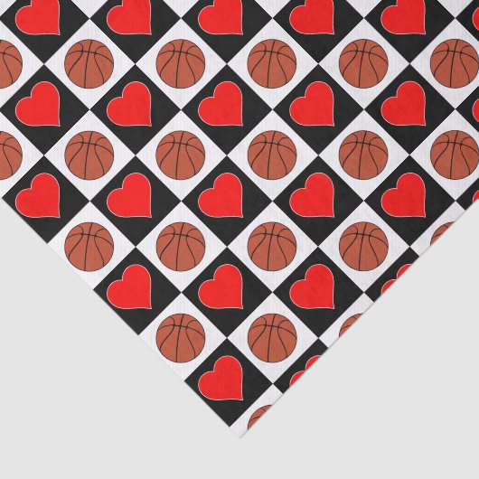 Papier Mousseline Basketballs & Coeurs Motif Fun Party (Détail)