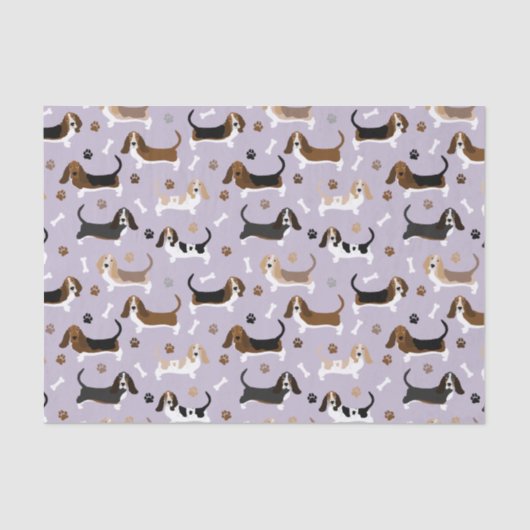Papier Mousseline Basset Hound Chig Bones and Paks Tissue Paper (Recto)
