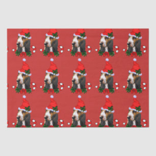 Papier Mousseline Basset Hound Santa Hat Noël