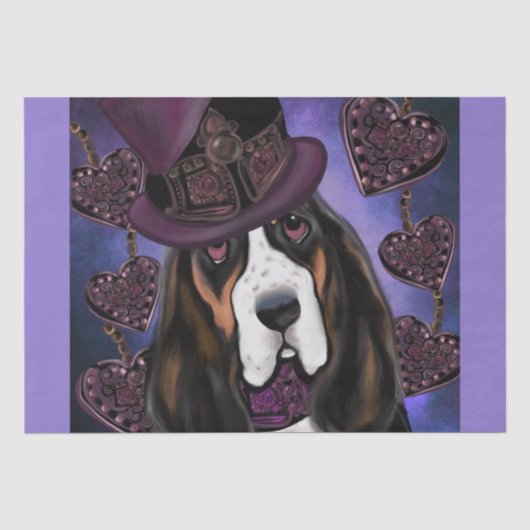 Papier Mousseline Basset Hound STEAMPUNK (Recto)