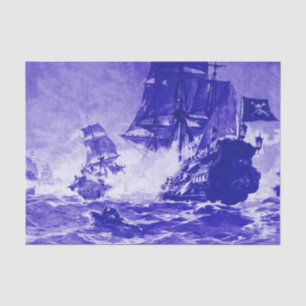 Papier Mousseline BATAILLE DE BATEAU EN bleu