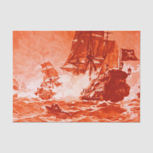Papier Mousseline BATAILLE DE BATEAU EN rouge