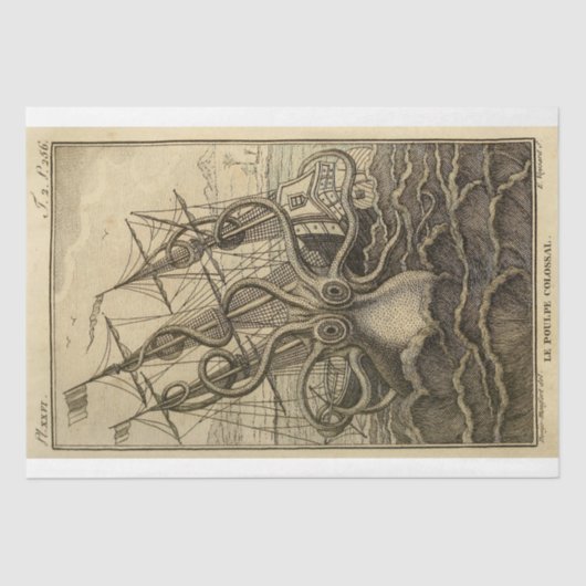 Papier Mousseline Bateau à pieuvre nautique Ephemera Decoupage Ship (Recto)