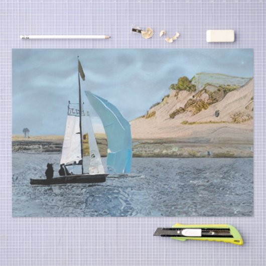 PAPIER MOUSSELINE BATEAU À VOILE (Artisanat)