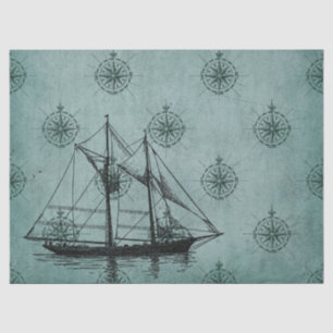 Papier Mousseline Bateau à voile sur la Découpage verte