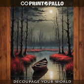 Papier Mousseline Bateau abandonné sous le clair de lune dans un mar