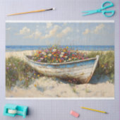 Papier Mousseline Bateau en bois usé avec découpage Fleur sauvage (Artisanat)