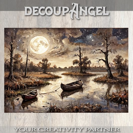 Papier Mousseline Bateaux à roues en paysage d'automne - Découpage -