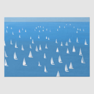 Papier Mousseline Bateaux à voile en mer bleu profond - Regatta Bate