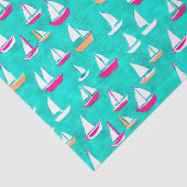 Papier Mousseline Bateaux à voile Motif Rose & Aqua (Détail)