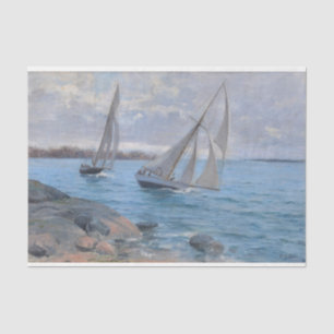 Papier Mousseline Bateaux à voile sur la rivière