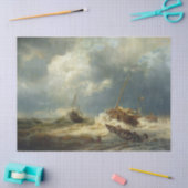 Papier Mousseline Bateaux dans une tempête sur la côte néerlandaise (Artisanat)