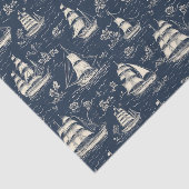 Papier Mousseline Bateaux de mer de nuit Marine Découpage bleu (Détail)