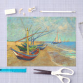 Papier Mousseline Bateaux de pêche sur la plage par Vincent van Gogh (Artisanat)