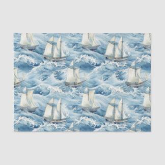 Papier Mousseline Bateaux en haute vague Découpage