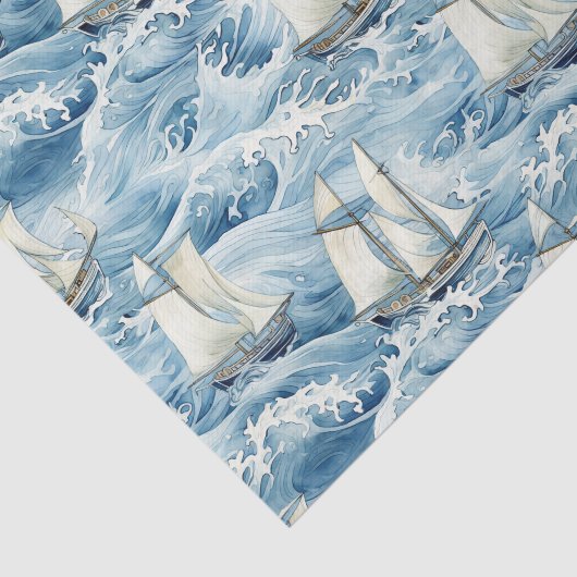 Papier Mousseline Bateaux en haute vague Découpage (Détail)