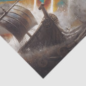 Papier Mousseline Bateaux Longs Vikings Duel Découpe (Détail)