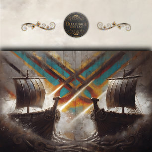 Papier Mousseline Bateaux Longs Vikings Duel Découpe