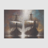 Papier Mousseline Bateaux Longs Vikings Jumelés Découpe (Recto)