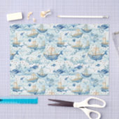 Papier Mousseline Bateaux océaniques avec découpage de baleines (Artisanat)