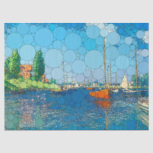 Papier Mousseline Bateaux rouges, Argenteuil par After Claude Monet