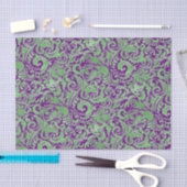 Papier Mousseline Batik floral vert pourpre (Artisanat)