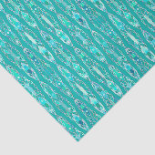 Papier Mousseline Batik tribal - turquoise et aigue-marine (Détail)