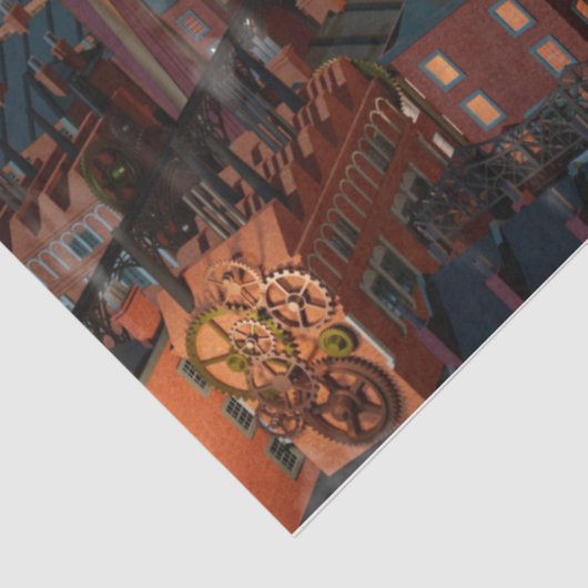 Papier Mousseline Bâtiments Steampunk Ville Découpage 20x30 (Détail)