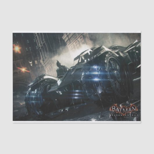Papier Mousseline Batman Avec Batmobile Dans La Pluie (Recto)