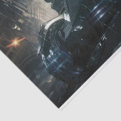 Papier Mousseline Batman Avec Batmobile Dans La Pluie (Détail)