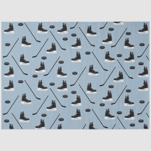 Papier Mousseline Bâton de hockey sur glace bleu poussiéreux, Motif (Recto)