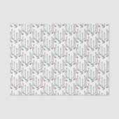 Papier Mousseline Bâtons de hockey rouge et vert de Noël (Recto)