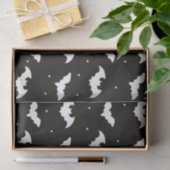 Papier Mousseline Bats noirs et blancs Halloween noir (Cadeau)
