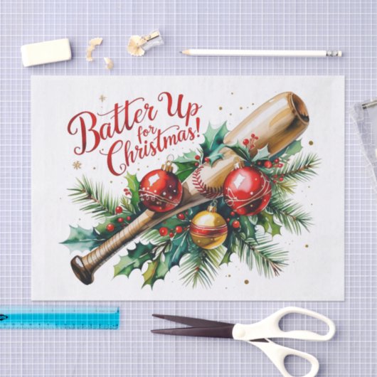 Papier Mousseline Batter Up for Christmas sur le thème du baseball p (Artisanat)