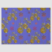 Papier Mousseline Baubles de Noël d'or pour Noël bleu (Recto)