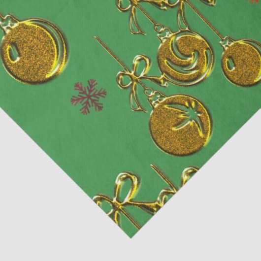Papier Mousseline Baubles de Noël or pour Noël vert (Détail)