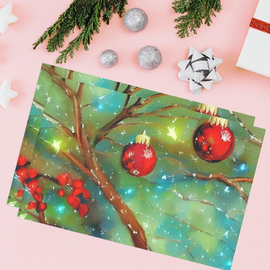 Papier Mousseline Baules De Noël Rouges Et Lumières