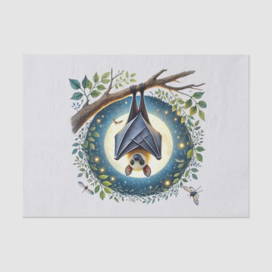 Papier Mousseline Bauve-souris mignonne des animaux des bois (Recto)