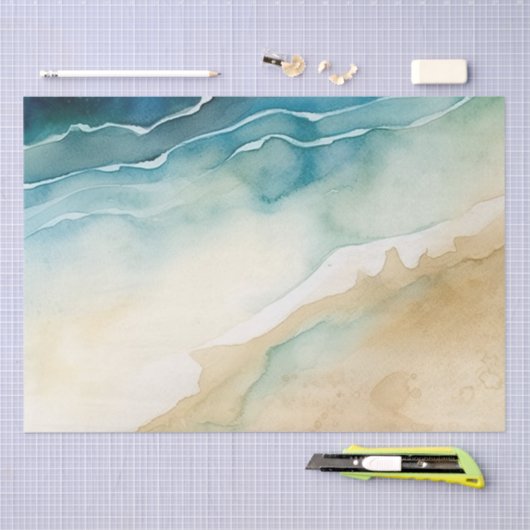 Papier Mousseline Beach Blue Ocean Sand Mariage (Artisanat)