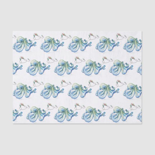 Papier Mousseline Beach Christmas Blue Tissue Paper (Recto)